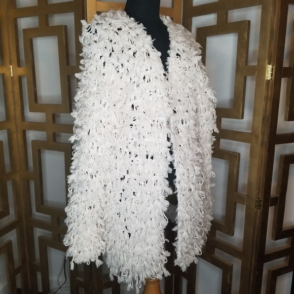 Molly Green Cream White Fuzzy Knit Shaggy Sweater - Picture 6 of 8